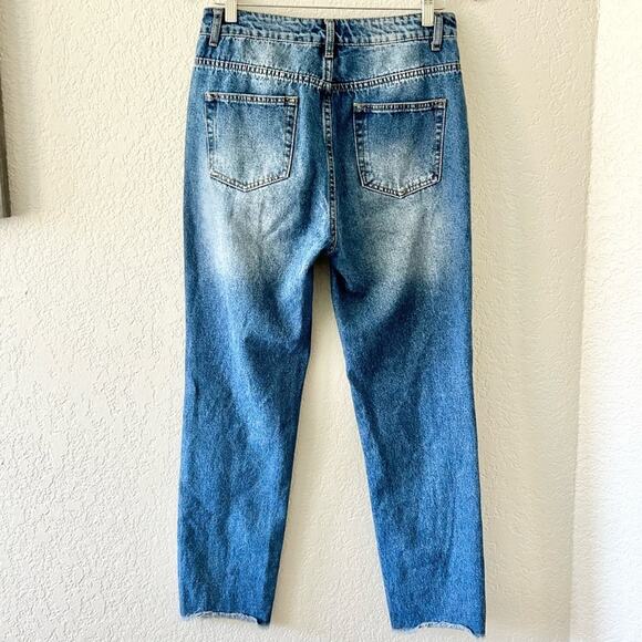 Revolve By The Way Sasha Distressed Mid Wash Denim Jeans Size 26 - Picture 5 of 7